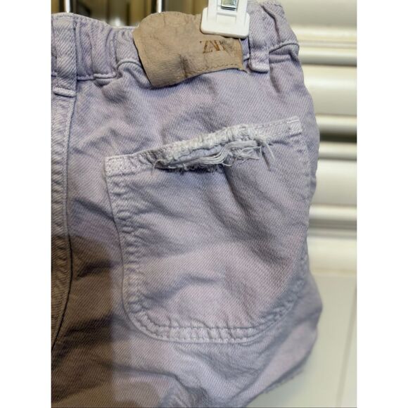 ZARA Girls Distressed Button Fly Cut Off Denim Jean Shorts Purple Size 10 - Picture 6 of 7